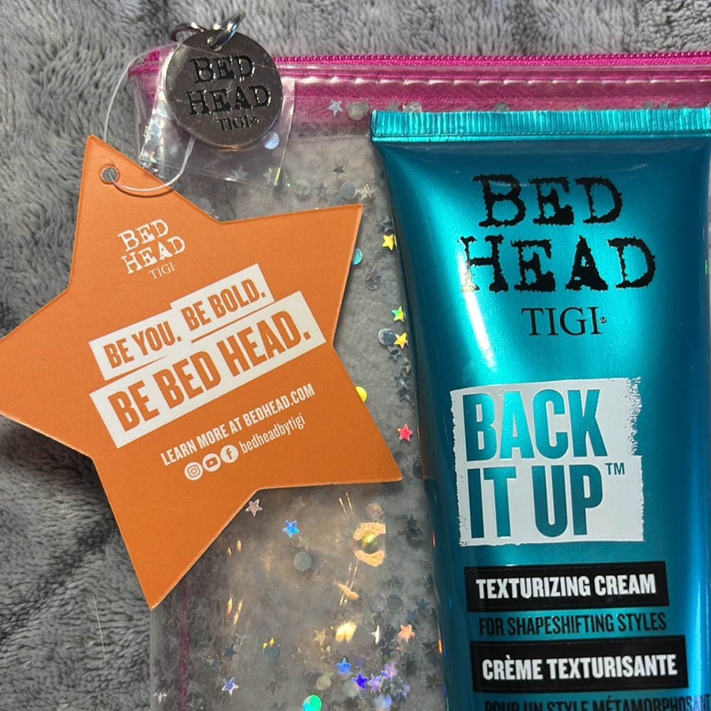 New Tigi Bedhead Back It Up Texturizing Cream & New glitter make up bag
